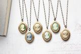 Cameo Necklace | Photo Locket Necklace | Aqua Lady Cameo 