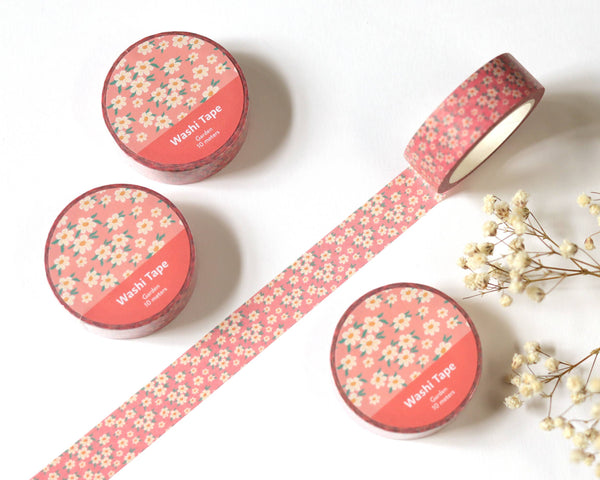 Blush Pink Floral Washi Tape - 15mm x 10m