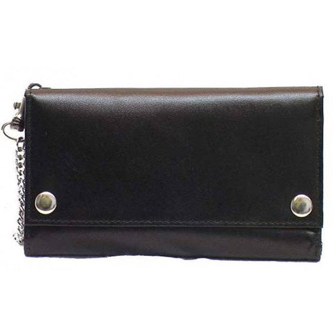 Genuine Leather Men's Tri-fold Biker/Truckers' Wallet