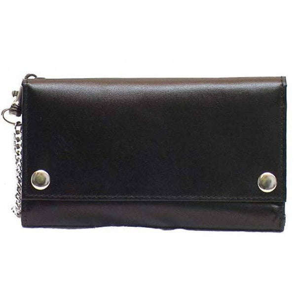 Genuine Leather Men's Tri-fold Biker/Truckers' Wallet