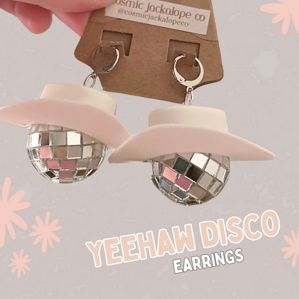 Yeehaw Discoball Earrings - White