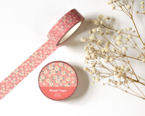 Blush Pink Floral Washi Tape - 15mm x 10m
