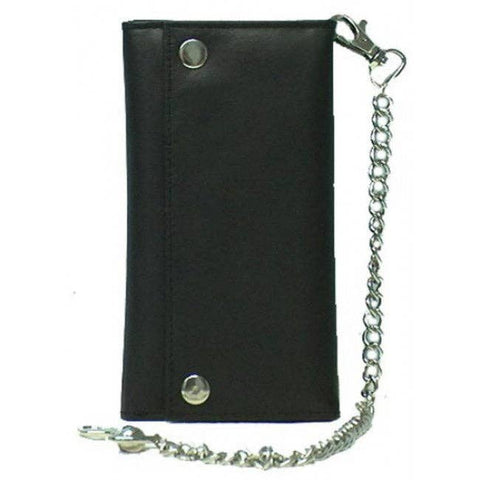 Genuine Leather Men's Tri-fold Biker/Truckers' Wallet