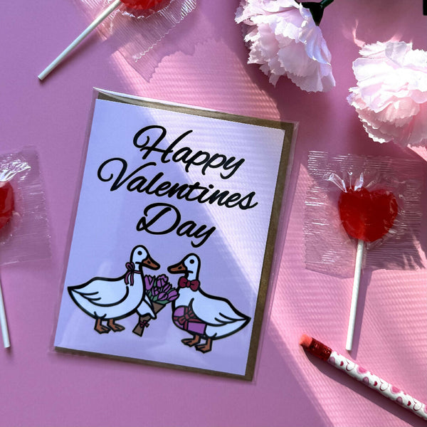 Carte de Saint-Valentin romantique avec une oie