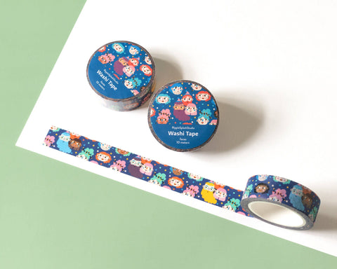 Colorful Faces Washi Tape - 15mm x 10m
