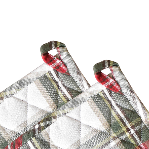 Fabstyles Christmas Celebration Plaid Potholders (Set of 2)