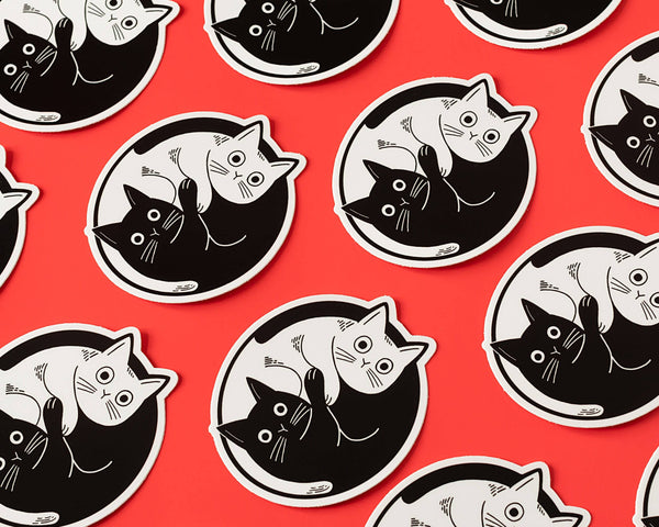 Yin Yang Cat Vinyl Sticker - cool cute cat