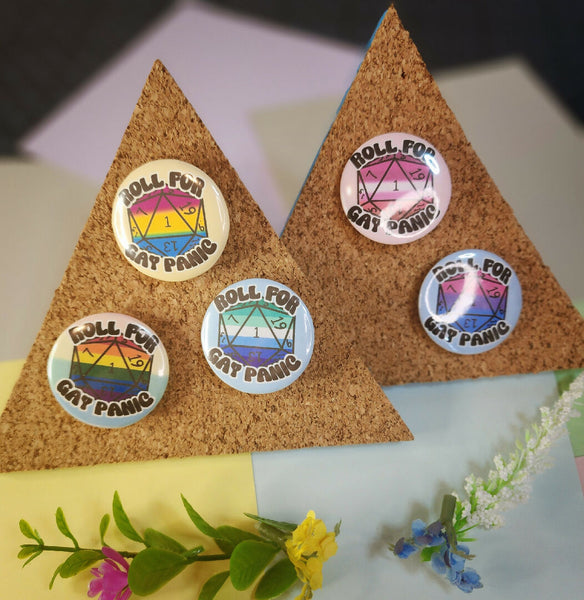 Roll for Gay Panic Rainbow Flag Button