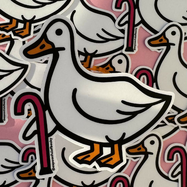 Silly Goose w/ cane Sticker by A Spoonful of Becky Designs