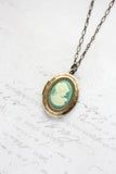 Cameo Necklace | Photo Locket Necklace | Aqua Lady Cameo 