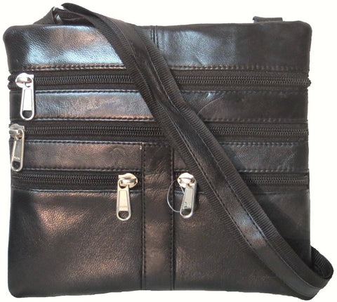 Genuine Lambskin Leather Women's Cross Body Bag BLACK