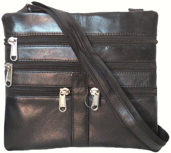 Genuine Lambskin Leather Women's Cross Body Bag BLACK