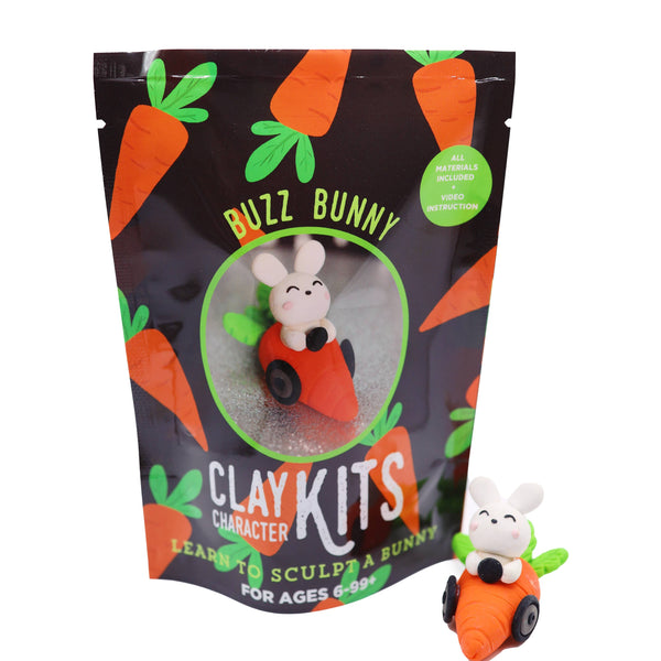 DIY clay kit with a bunny on a carrot cart learn to sculpt craft