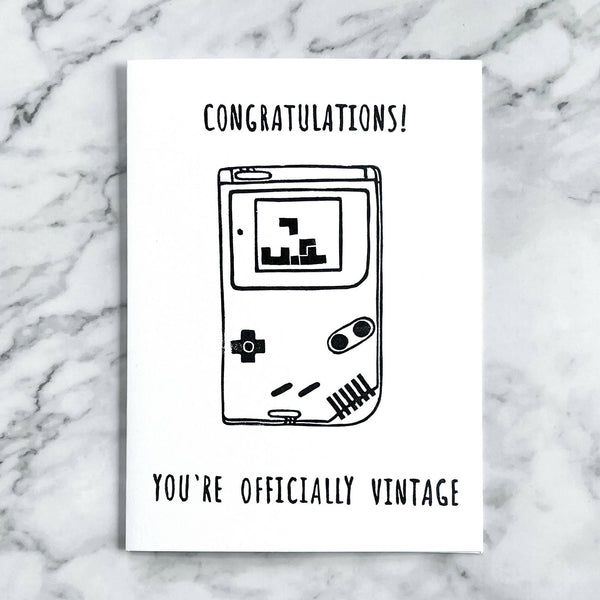 Congratulations, You Are Officially Vintage Birthday Card (Gameboy) - Shop Motif