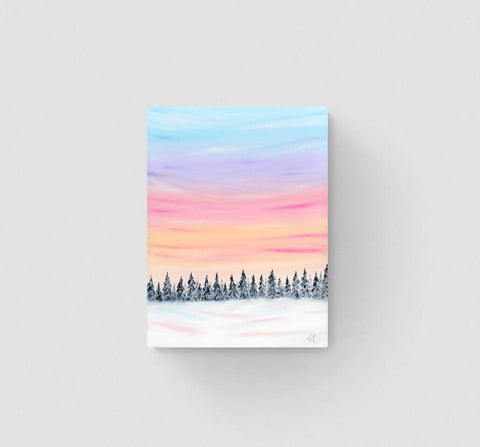 "Cotton Candy Snowland I" an Original Oil Painting on Canvas (12"x16") - Shop Motif