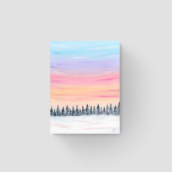 "Cotton Candy Snowland I" an Original Oil Painting on Canvas (12"x16") - Shop Motif