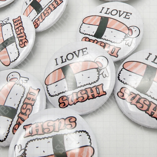 L021 - I love Sushi Pinback Button / Badge