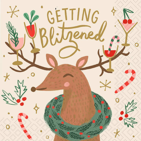 Getting Blitzened Cocktail Napkin