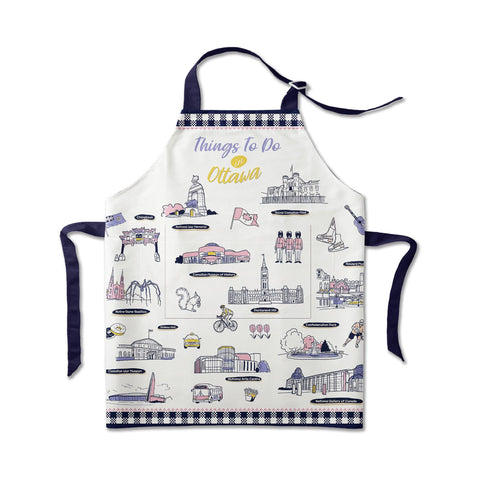 Ottawa City Landmarks Versatile Kitchen Apron with Watercolor Illustration – Canada Gift
