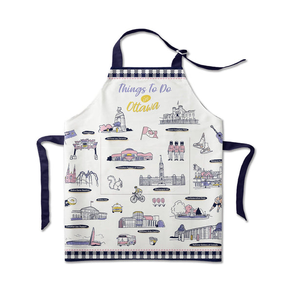 Ottawa City Landmarks Versatile Kitchen Apron with Watercolor Illustration – Canada Gift