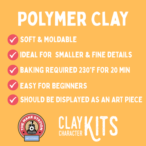 DIY polymer clay kit details and Clay Kits branding.