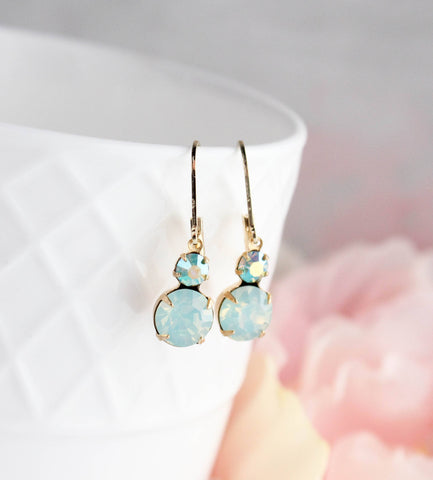 Small Earrings | Chrysolite Opal Glass   | Mint Earrings