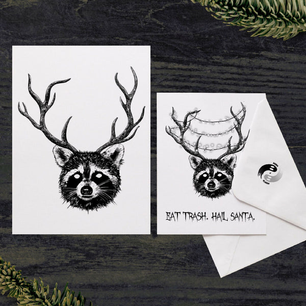 Raccoon antler card