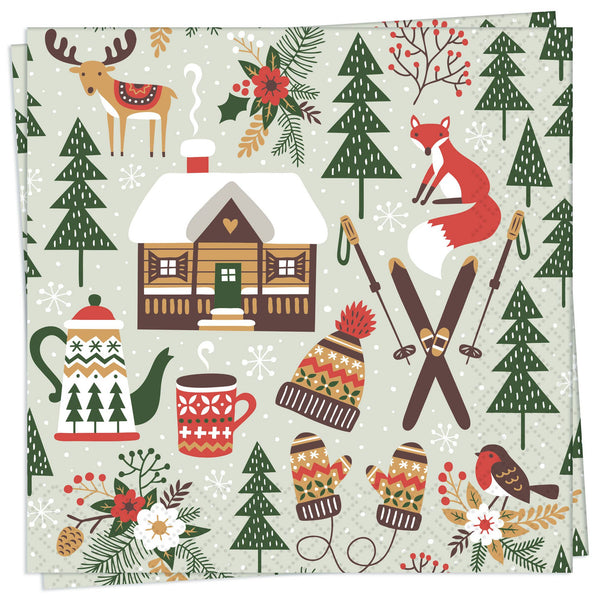 Winter Cabin - Luncheon Napkin