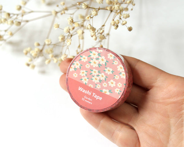 Blush Pink Floral Washi Tape - 15mm x 10m