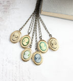 Cameo Necklace | Photo Locket Necklace | Aqua Lady Cameo 