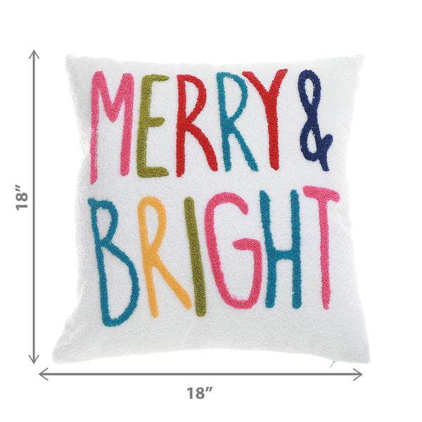 POLYESTER EMBROIDERED CUSHION (MERRY & BRIGHT) 380g FILLER