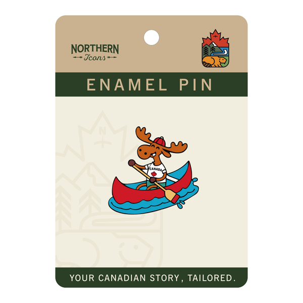 Canoeing Moose Enamel Pin