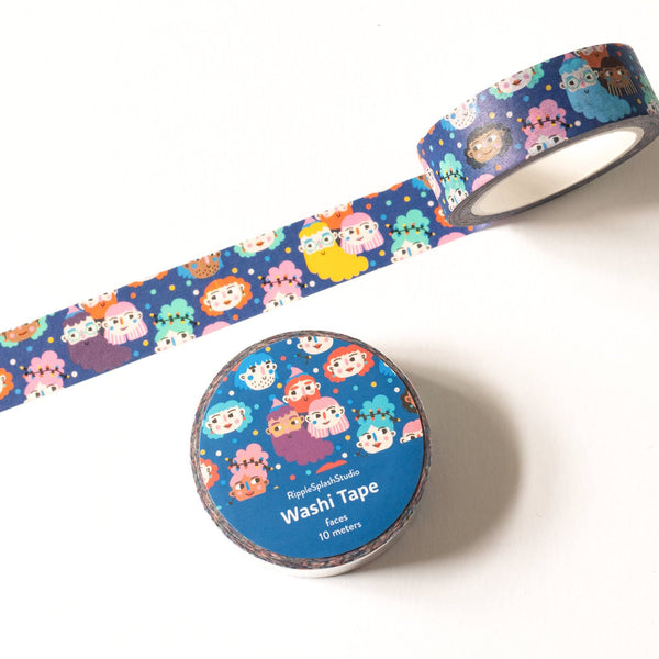 Colorful Faces Washi Tape - 15mm x 10m