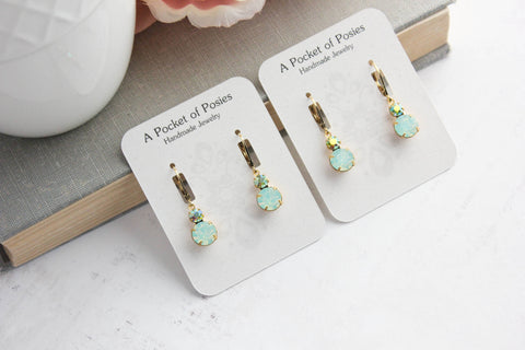 Small Earrings | Chrysolite Opal Glass   | Mint Earrings