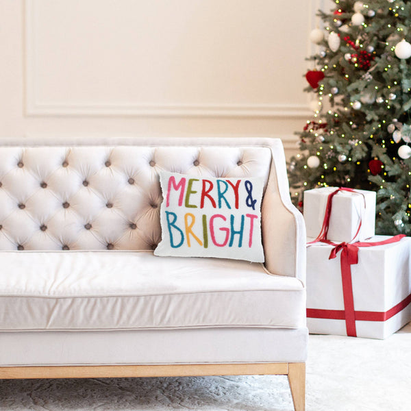 POLYESTER EMBROIDERED CUSHION (MERRY & BRIGHT) 380g FILLER