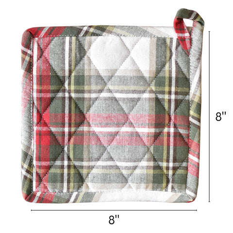 Fabstyles Christmas Celebration Plaid Potholders (Set of 2)