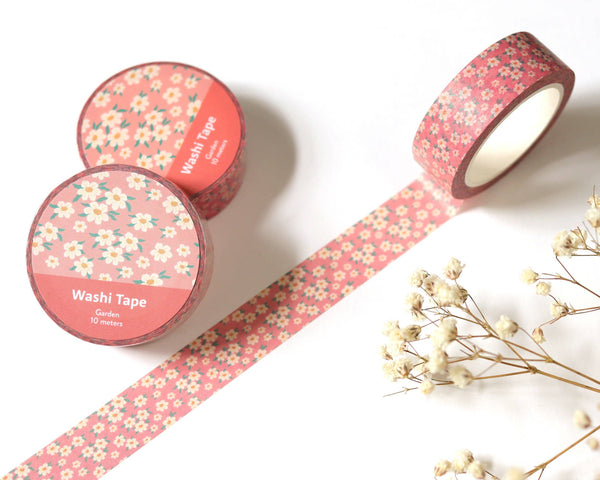 Blush Pink Floral Washi Tape - 15mm x 10m