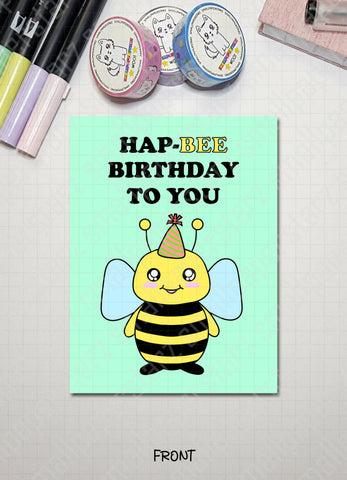 G010 - Hap-BEE Birthday Blank Greeting Card - Shop Motif