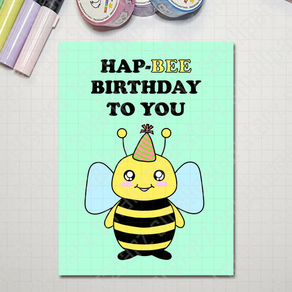 G010 - Hap-BEE Birthday Blank Greeting Card - Shop Motif