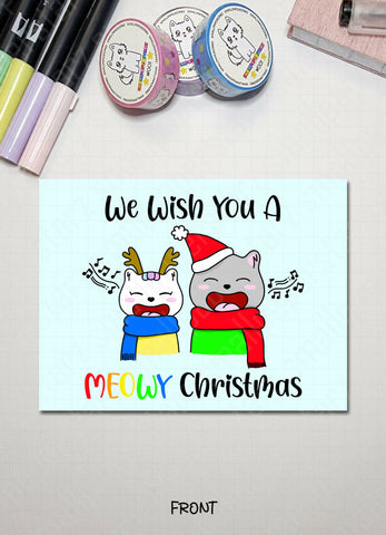 G016 - We Wish You A MEOWY Christmas Blank Greeting Card - Shop Motif