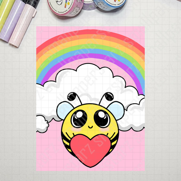 G017 - Rainbow Bee Blank Greeting Card - Shop Motif