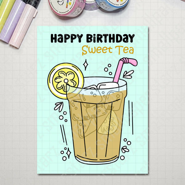 G018 - Happy Birthday Sweet-Tea Blank Greeting Card - Shop Motif