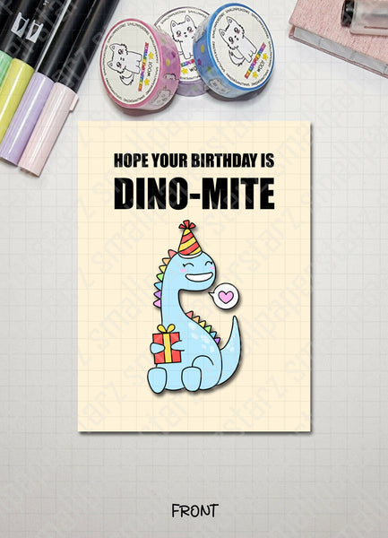 G019 - Dino-Mite Birthday Blank Greeting Card