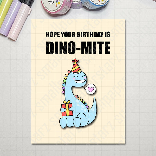 G019 - Dino-Mite Birthday Blank Greeting Card - Shop Motif