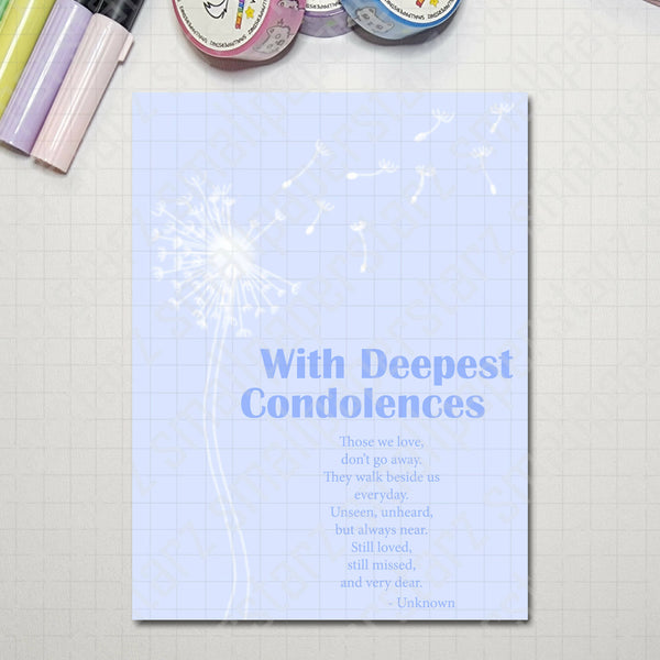 G024 - With Deepest Condolences / Sympathy Blank Greeting Card - Shop Motif