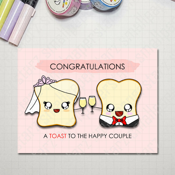 G029 - Toast To The Happy Couple (Bride & Groom) Blank Greeting Card - Shop Motif