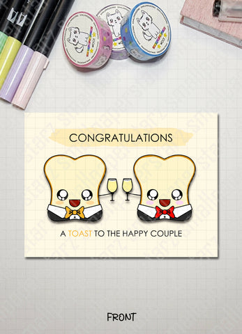 G030 - Toast To The Happy Couple (Groom & Groom) Blank Greeting Card - Shop Motif