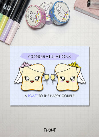G031 - Toast To The Happy Couple (Bride & Bride) Blank Greeting Card - Shop Motif