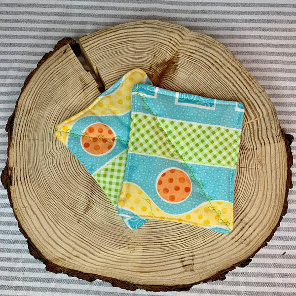 Geometric Print Aqua and Yellow- Re-usable Kitchen Sponges