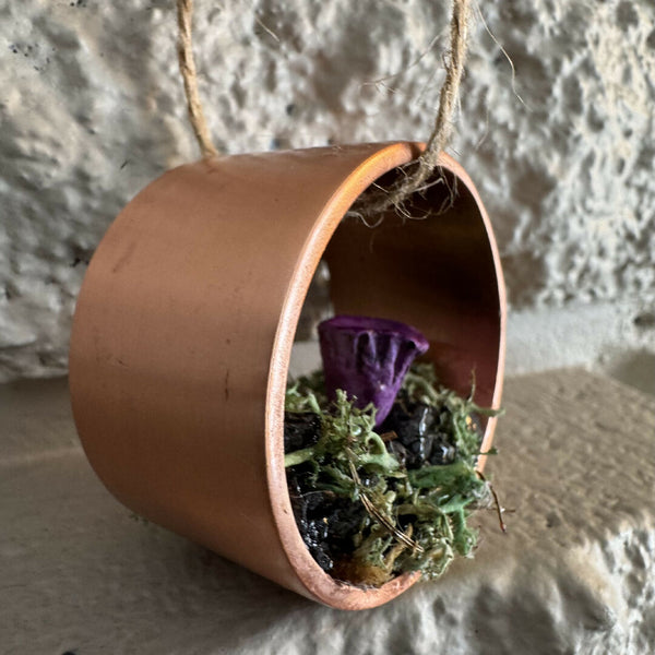 Mushroom Ornament - round copper purple